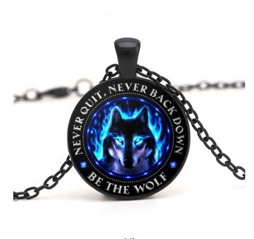 Be The Wolf, Wolf Eyes, Cabochon Glass Pendant Necklace - Unique Inspirations by Tracy and Anna