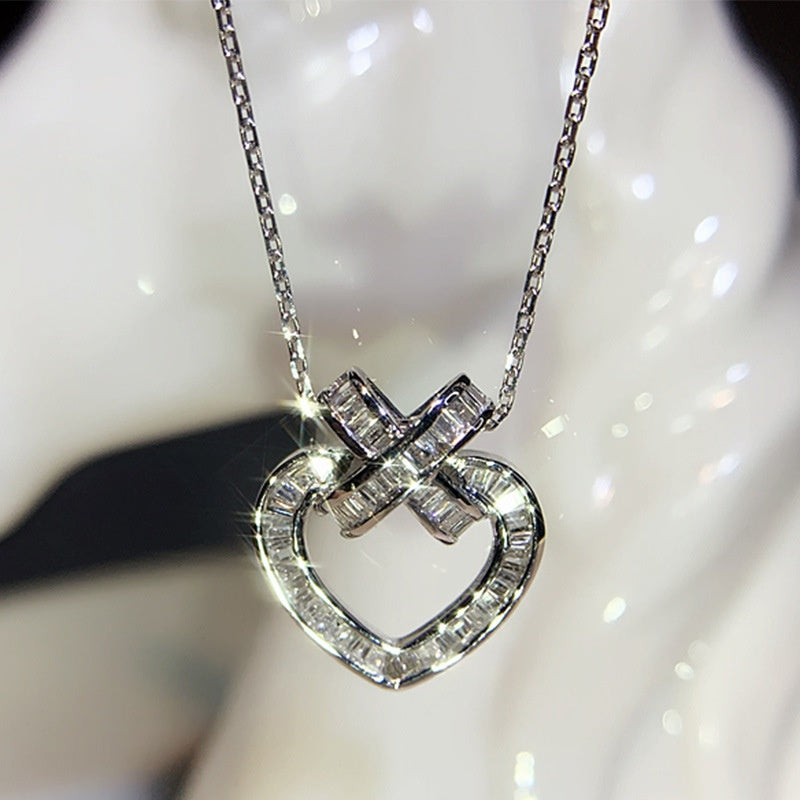Heart Shaped Inlaid Zircon Necklace - Unique Inspirations by Tracy and Anna