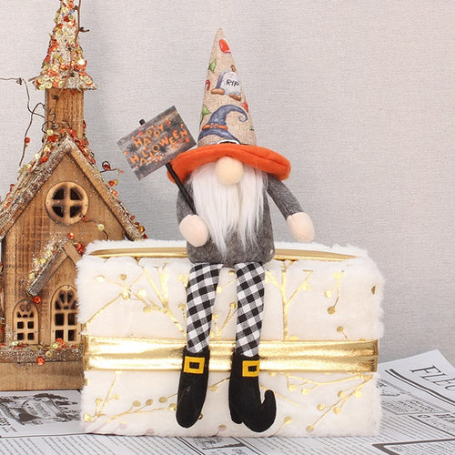 Halloween Gnomes w/Black Checkered Legs