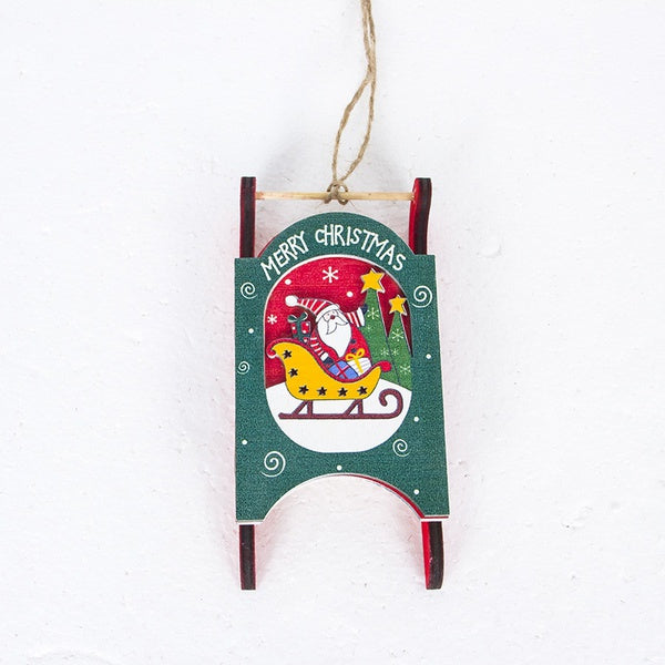 Christmas Sleigh Wooden Ornaments