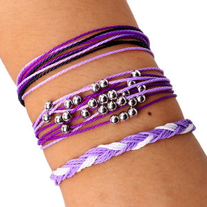Solid Color Wax Line Braid Womens Bracelets 3 Pieces