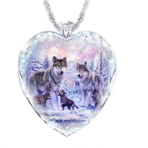 Wolf Heart Color Animal Glass Necklace - Unique Inspirations by Tracy and Anna