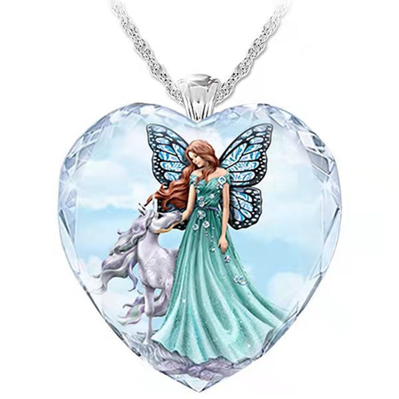 Angel Glass Heart Necklace - Unique Inspirations by Tracy and Anna