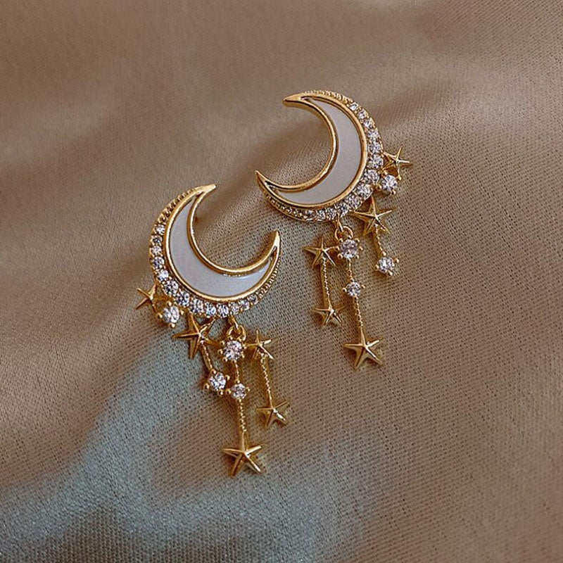 Moon and Stars Gold Earrings - Unique Inspirations by Tracy and Anna