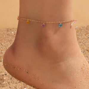 Multi Colored Acrylic Heart Anklet - Unique Inspirations by Tracy and Anna