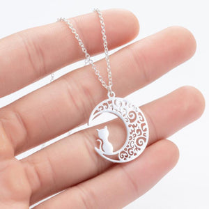 Cat & Moon Necklace - Unique Inspirations by Tracy and Anna
