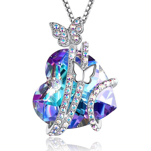 Butterfly and Heart Rhinestone Necklace - Unique Inspirations by Tracy and Anna