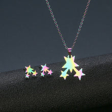 Load image into Gallery viewer, Oil Spill Heart and Star Necklace Sets - Unique Inspirations by Tracy and Anna
