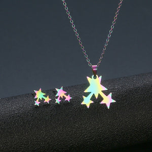 Oil Spill Heart and Star Necklace Sets - Unique Inspirations by Tracy and Anna