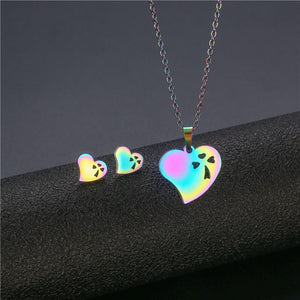 Oil Spill Heart and Star Necklace Sets - Unique Inspirations by Tracy and Anna