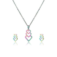 Load image into Gallery viewer, Oil Spill Heart and Star Necklace Sets - Unique Inspirations by Tracy and Anna