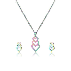 Oil Spill Heart and Star Necklace Sets - Unique Inspirations by Tracy and Anna
