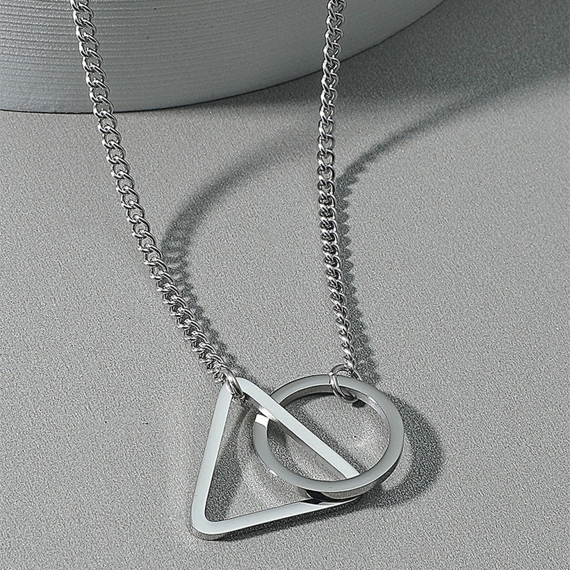 Geometric Body Round Triangle Square Combination Titanium Steel Necklace - Unique Inspirations by Tracy and Anna