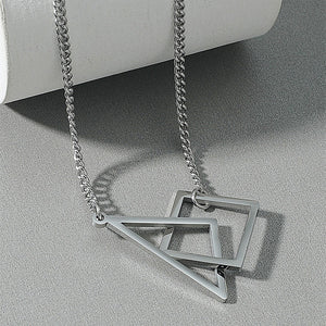 Geometric Body Round Triangle Square Combination Titanium Steel Necklace - Unique Inspirations by Tracy and Anna
