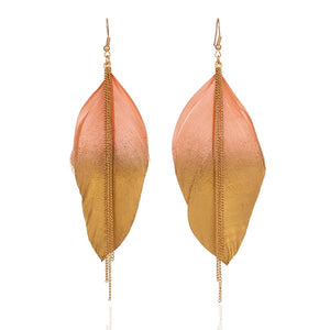 Bohemian Gradient Leaf Chain Alloy Earrings - Unique Inspirations by Tracy and Anna