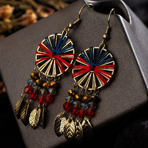 Retro Handwoven Colorful Cotton Tassel Earrings - Unique Inspirations by Tracy and Anna