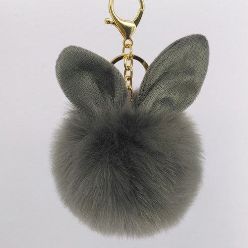 Rabbit Ear Fur Ball Pendant Rabbit Head Keychain - Unique Inspirations by Tracy and Anna