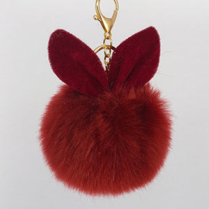 Rabbit Ear Fur Ball Pendant Rabbit Head Keychain - Unique Inspirations by Tracy and Anna