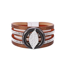 Load image into Gallery viewer, Bohemian Multilayer Hot Rhinestone Leaf Leather Bracelet - Unique Inspirations by Tracy and Anna