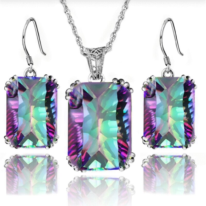 Colored Rhinestone Necklace and Earring Set - Unique Inspirations by Tracy and Anna