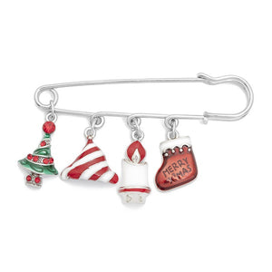 Christmas Safety Pin Brooch - Unique Inspirations by Tracy and Anna