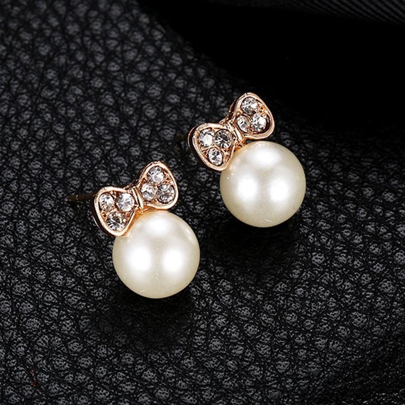 Bow Earrings With Diamonds And Pearl Studs - Unique Inspirations by Tracy and Anna