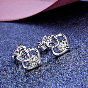 S925 Silver Zircon Heartshaped Earrings - Unique Inspirations by Tracy and Anna