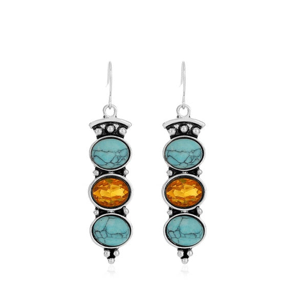 Turquoise and Brown Rhinestone Earrings - Unique Inspirations by Tracy and Anna