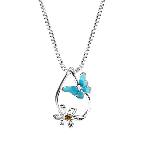 Oil Drip Blue Butterfly Necklace - Unique Inspirations by Tracy and Anna