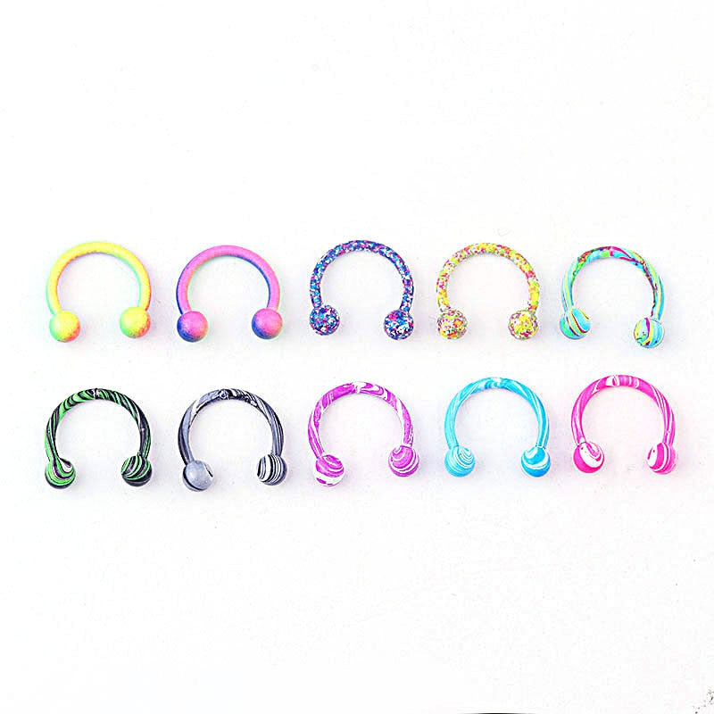 Water Pattern Paint Ball Cshaped Body Jewelry - Unique Inspirations by Tracy and Anna