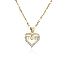 Load image into Gallery viewer, Heart Shaped Letter Mom Copper Inlaid Zircon Necklace - Unique Inspirations by Tracy and Anna