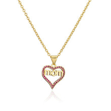 Load image into Gallery viewer, Heart Shaped Letter Mom Copper Inlaid Zircon Necklace - Unique Inspirations by Tracy and Anna