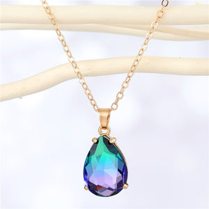 Teardrop Colorful Rhinestone Necklace - Unique Inspirations by Tracy and Anna