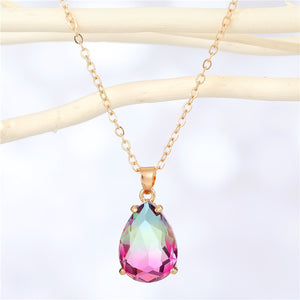 Teardrop Colorful Rhinestone Necklace - Unique Inspirations by Tracy and Anna