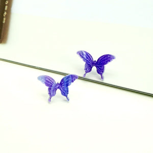 Purple Transparent Butterfly Stud Earrings - Unique Inspirations by Tracy and Anna