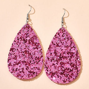 Pink Glitter Leather Earrings - Unique Inspirations by Tracy and Anna