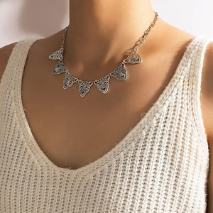 Vintage Style Silver Geometric Petal Tassel Necklace - Unique Inspirations by Tracy and Anna