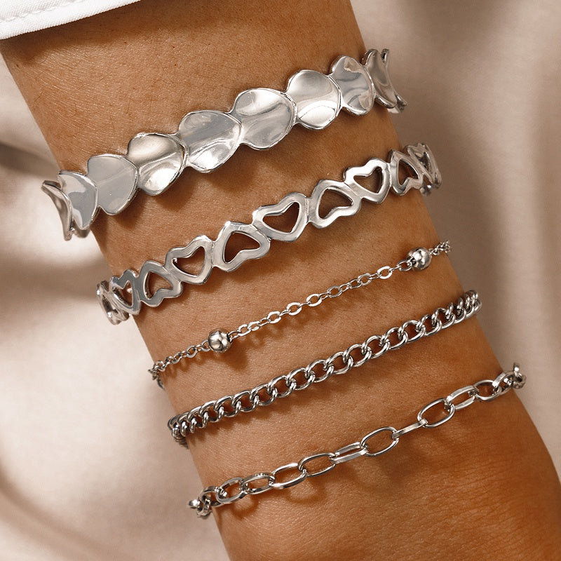 5 Piece Silver Bracelet Set - Unique Inspirations by Tracy and Anna
