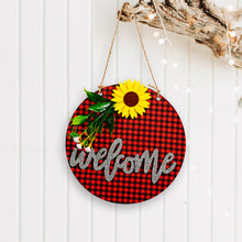 Load image into Gallery viewer, Plaid Cloth Wooden Doorplate Christmas Decoration - Unique Inspirations by Tracy and Anna