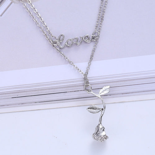 Rose and Love Design 2-Layer Necklace - Unique Inspirations by Tracy and Anna