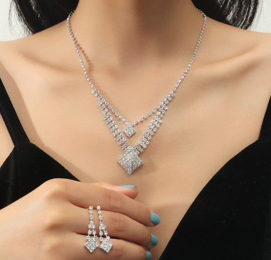 White Rhinestone Necklace Set - Unique Inspirations by Tracy and Anna