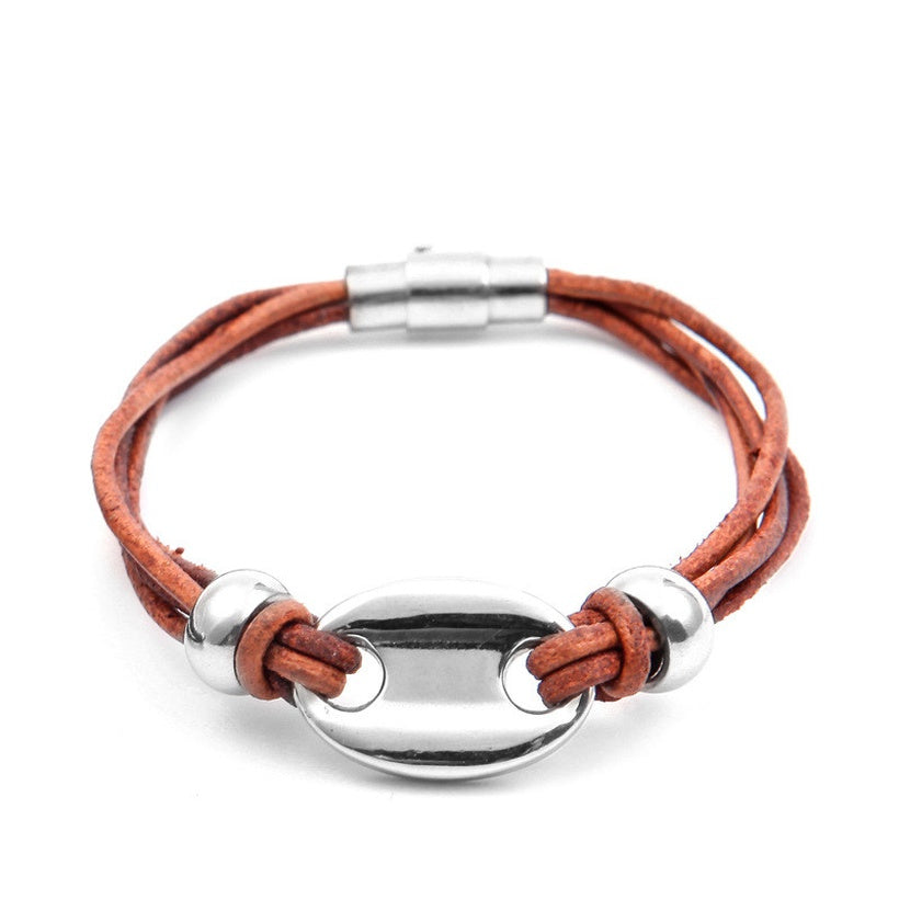 Braided Leather Rope Bracelet Titanium Steel - Unique Inspirations by Tracy and Anna