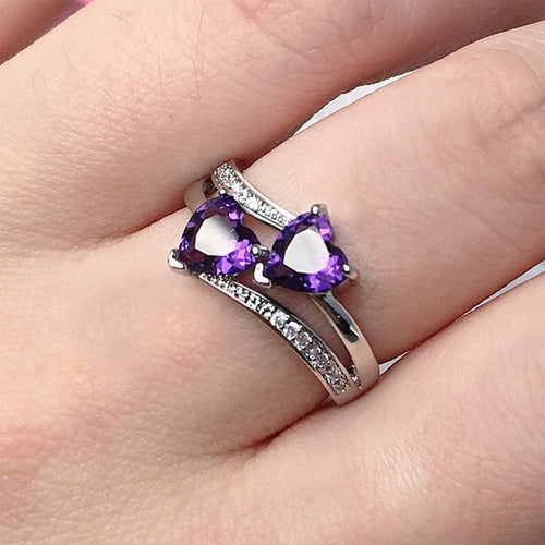 Double Heart & Rhinestone Ring - Unique Inspirations by Tracy and Anna