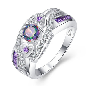 S925 Sterling Silver Heart Shaped Amethyst Zircon Ring - Unique Inspirations by Tracy and Anna
