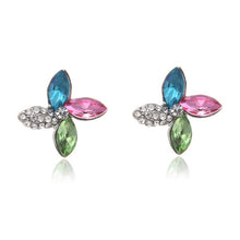 Load image into Gallery viewer, Colored Rhinestone Four Leaf Clover Post Earrings - Unique Inspirations by Tracy and Anna