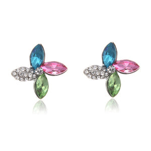 Colored Rhinestone Four Leaf Clover Post Earrings - Unique Inspirations by Tracy and Anna