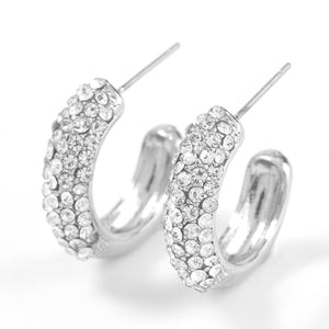 Rhinestone C-shaped Earrings - Unique Inspirations by Tracy and Anna