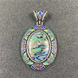 Ethnic Style Alloy Oval Cloisonne Multicolor Gemstone Necklace - Unique Inspirations by Tracy and Anna