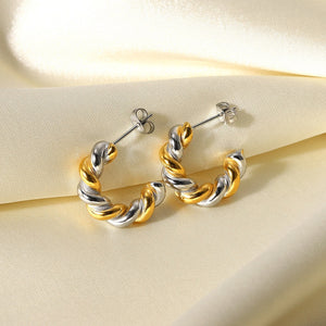 Gold and Silver Twisted Hoop Earrings - Unique Inspirations by Tracy and Anna