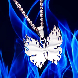 Flaming Silver Butterfly Necklace - Unique Inspirations by Tracy and Anna